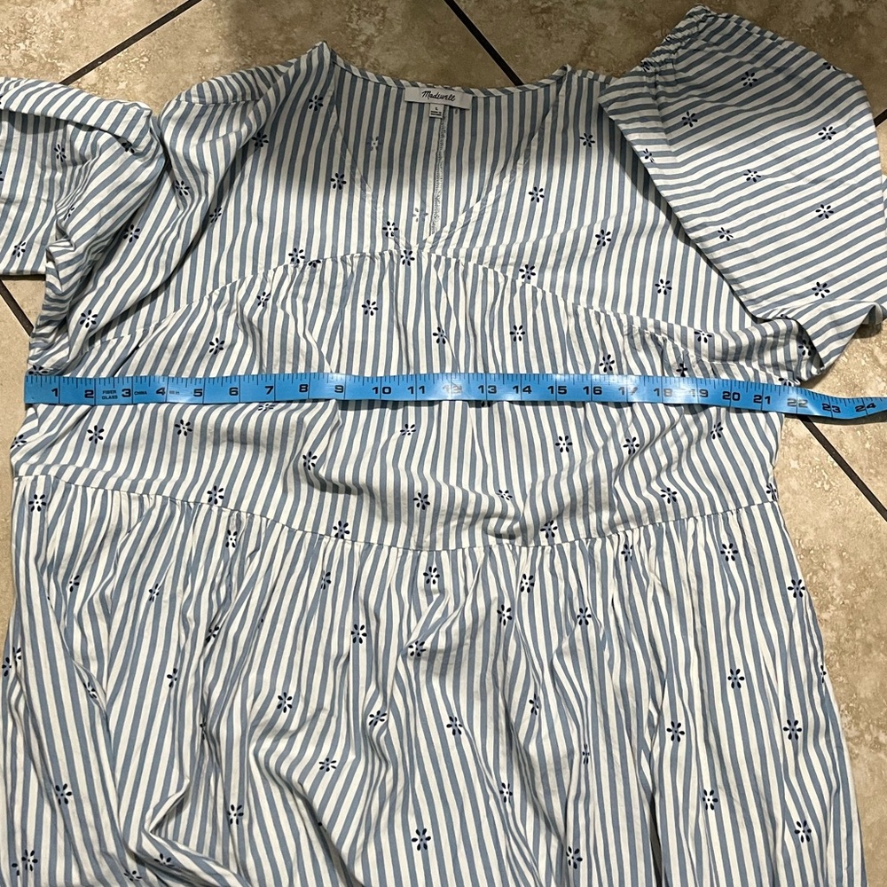 Madewell v-neck tiered mini dress coastal blue - Picture 5 of 8